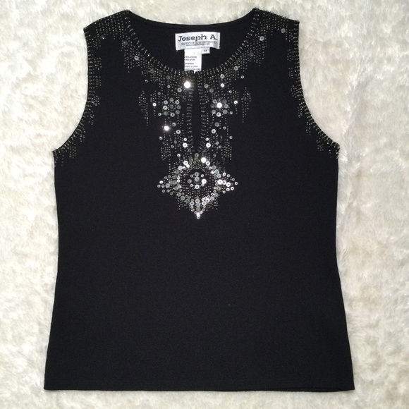 💎2xHP!💎 VINTAGE | Joseph A. | Exquisite Beaded Sequin Sleeveless Top - Picture 11 of 15